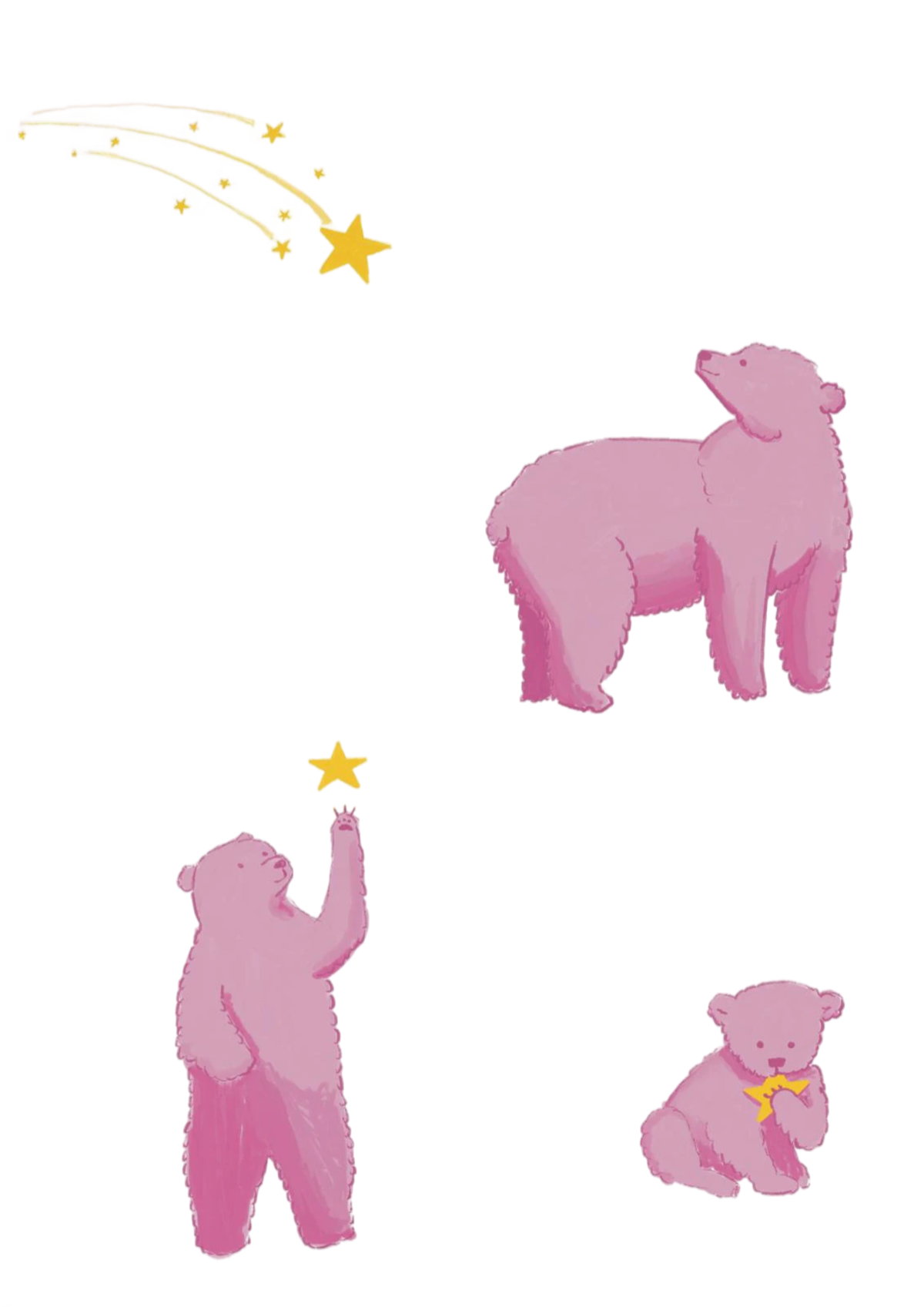 Starry Bears, the original drawing: bears reaching for falling stars